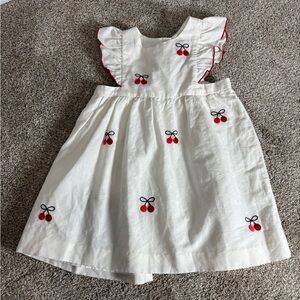 Jacadi Baby Girl Cherry Summer Linen Dress Picnic Holiday Patriotic 24 months